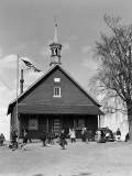 Rural One Room Schoolhouse  Group of Children at Recess