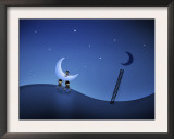 Illustration of Cartoon Characters Stealing the Moon