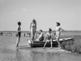 Two Men and Three Women in Bathing Suits