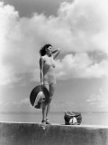 Woman Wearing Knit Bathing Suit