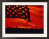 Digital Composite of the American Flag over the Countryside