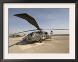 UH-60 Blackhawk Medivac Helicopter Sits on the Flight Deck at Camp Warhorse