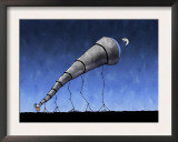 Illustration of a Child Looking at the Moon Through a Telescope