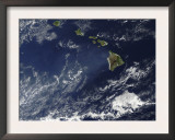 Satellite View of Volcanic Fog from Kilauea Volcano Swirling around the Hawaiian Islands
