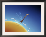 Illustration of a Giraffe Learning to Fly