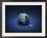Digitally Generated Image of the Earth in Puzzle Pieces