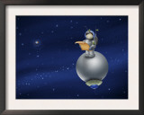 Illustration of a Cartoon Astronaut in Outer Space