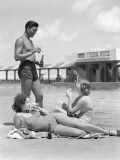 Family Drinking Poolside Pool Alcohol Beer Couple