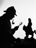 Silhouette of Man Wearing Deerstalker  Dressed As Sherlock Holmes