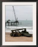 Navy Seabees Dismantling an Elevated Causeway Modular
