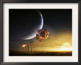 Apocalyptic Scene Showing a Gravity Caused Destruction of a Moon