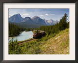 Freight Train Travelling on Morant's Curve Through Banff National Park  Alberta  Canada