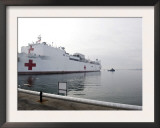 The Military Sealift Command Hospital Ship Usns Comfort Pulls Away from Canton Pier
