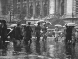 Pedestrian Passing Street  Rainy Weather  New York