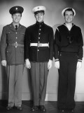 World War Ii Army  Marine and Navy Men in Uniform