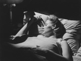 Young Woman Sleeping in Bed (B&W)