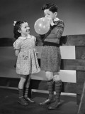Boy  Blowing Balloon  and Girl
