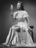 Woman Looking at Hand Mirror (B&W)