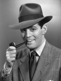 Man Smoking Pipe Wearing Fedora