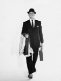 Man Walking  Carrying Briefcase and Jacket