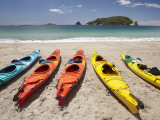 Kayaks on Beach  Hahei  Coromandel Peninsula  North Island  New Zealand