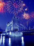 Fireworks Over the Tower Bridge  London  Great Britain  UK