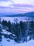 Emerald Bay State Park in Winter at Dusk  Lake Tahoe  California  USA