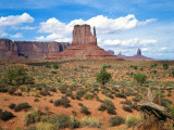 Mitten and Buttes at Mid-Day Navajo Tribal Park  Monument Valley  Arizona  USA