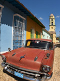Old Classic Chevy on Cobblestone Street of Trinidad  Cuba