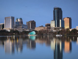 Orlando Skyline Across Lake Eola  Florida  USA