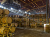 Shafts of Light in Barrel Room of Montevina Winery  Shenandoah Valley  California  USA