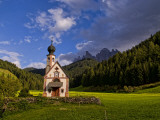Church Called Rainui in Valley in the Italian Dolomites  Val Di Funes  Italy