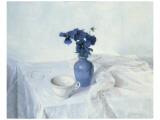 Pansies in a Blue Vase