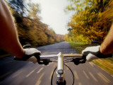 Detail of Cyclist View while Riding on the Roads