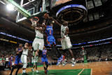 New York Knicks v Boston Celtics - Game One  Boston  MA - April 17: Amar'e Stoudemire  Jermaine O'N