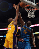 New Orleans Hornets v Los Angeles Lakers - Game Five  Los Angeles  CA - April 26: Kobe Bryant and E