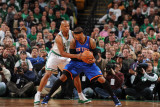 New York Knicks v Boston Celtics - Game Two  Boston  MA - April 19: Carmelo Anthony and Ray Allen