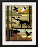 Pond with Ducks and Hunting Dogs