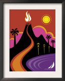 Volcano  Ocean and Lights in Hawaii