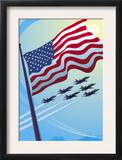 American Flag with Planes Flying in the Sky