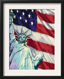 Statue of Liberty and American Flag