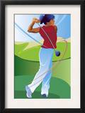 A Female Golfer on the Follow-Through of Driving a Ball