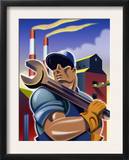 Man Holding Wrench in Front of Factory  Labor Day
