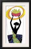An African Woman Holding a Basket of Corn in the Air