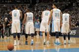 Oklahoma City Thunder v Denver Nuggets - Game Three  Denver  CO - APRIL 23: JR Smith  Raymond Fel