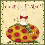 Easter Bunny Sitting on Eggs