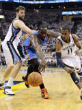Oklahoma City Thunder v Memphis Grizzlies - Game Four  Memphis  TN - MAY 09: Mike Conley and Kendri