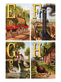 E  F  G  H Illustrated Letters