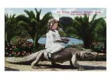 Los Angeles  California - Girl Riding Alligator at the Farm