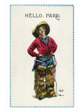 Comic Cartoon - Cowgirl Saying Hello  Pard